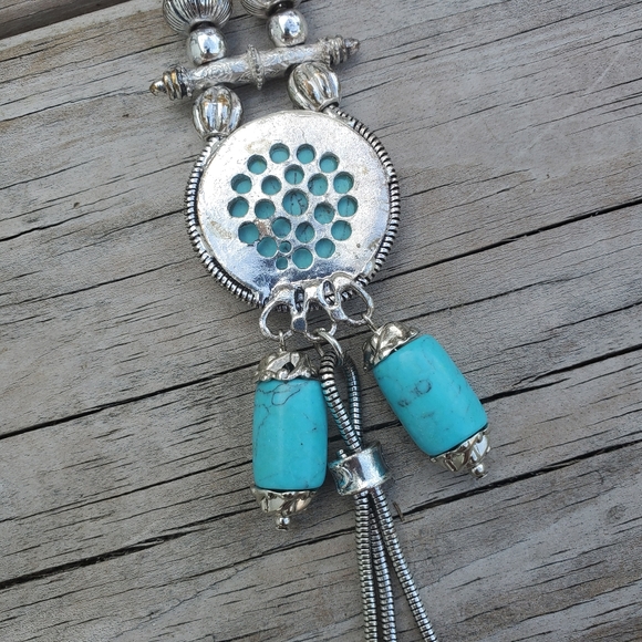Apache Style Turquoise Boho Dangle Necklace - Picture 6 of 6